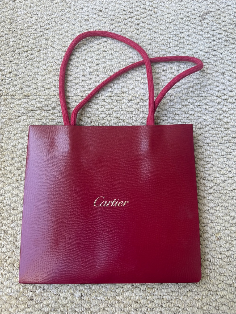 Cartier Red Shopping Gift Paper Bag Authentic 8”X 7" X 3”